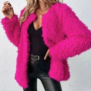 Vibrant Pink Teddy Jacket